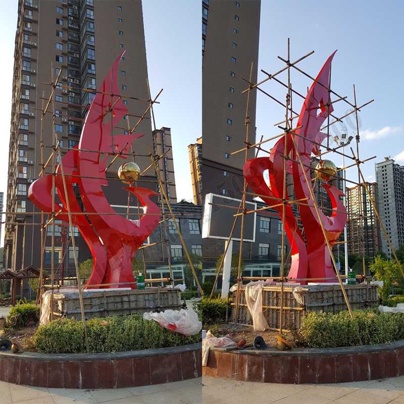 大型不銹鋼景觀雕塑，室外大型景觀雕塑，廣場不銹鋼標志